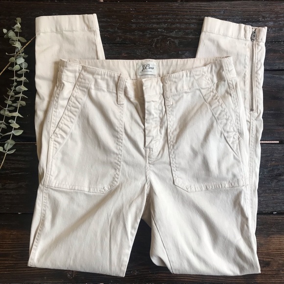 J. Crew Pants - J. Crew Cream Cargo Ankle Zip Pants